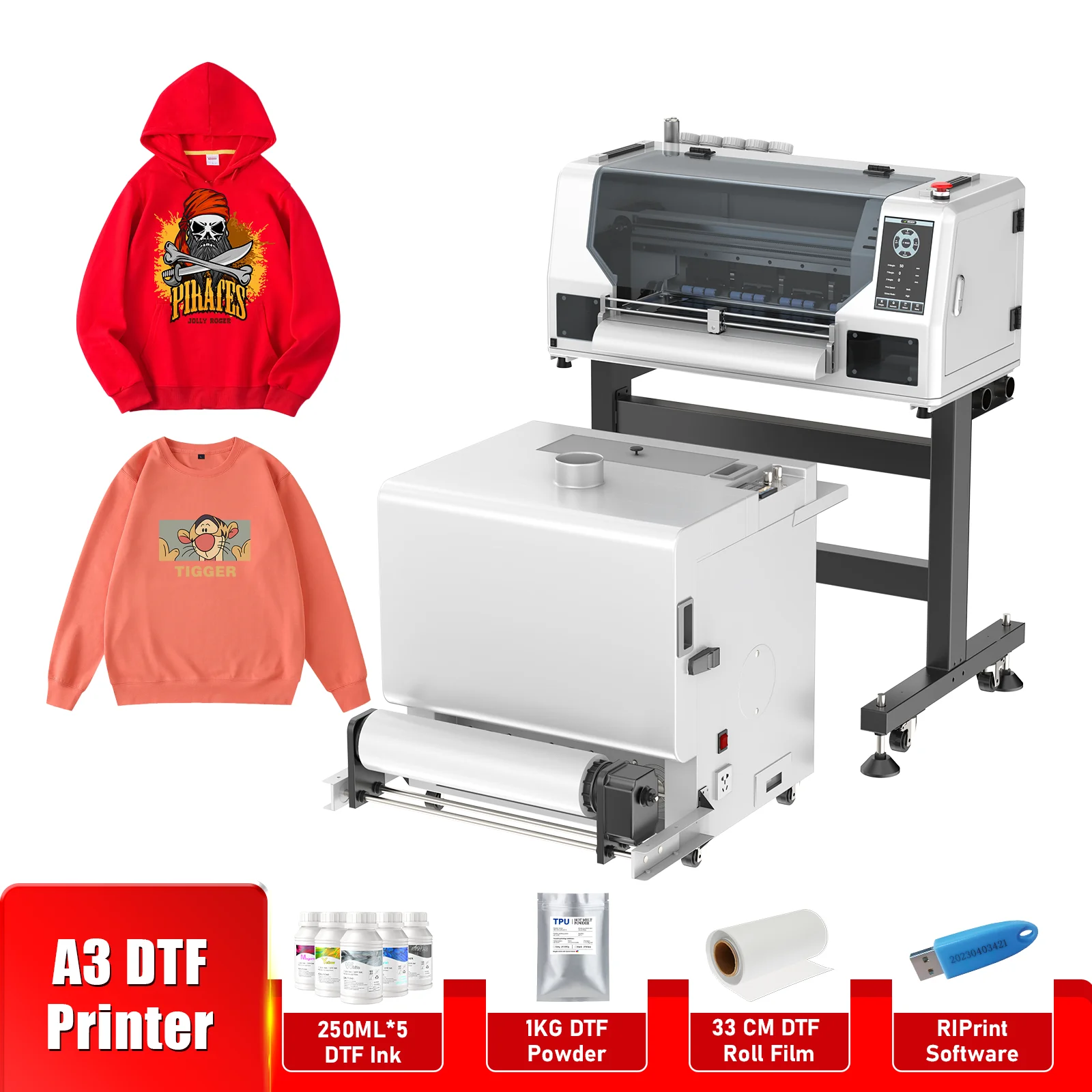 

OYFame A3 DTF Printer For Epson XP600 Direct to Film Transfer Machine T-Shirt Hoodie Jeans Printing Fabric Textile Custom DTF