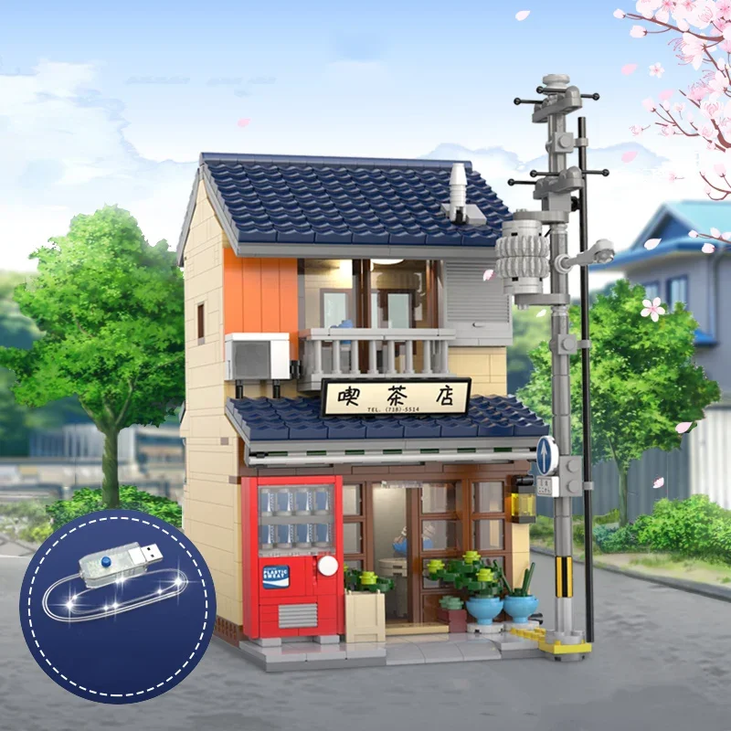 Anime Kawaii Building Blocks Japanese Style Tea House Street View Model Educational Assembly Toys Ornaments Girls Birthday Gifts