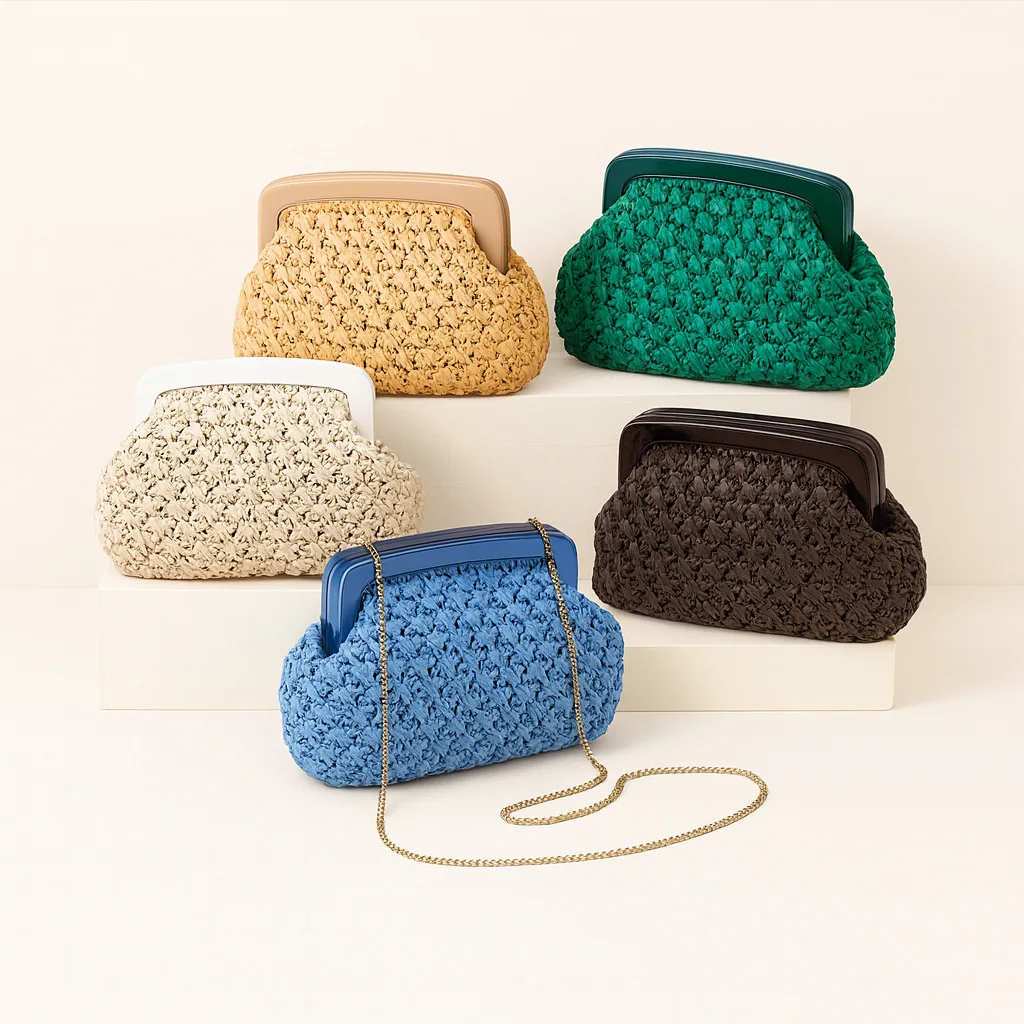 

New acrylic clip woven styling bag shoulder crossbody fashion hand grab dinner bag