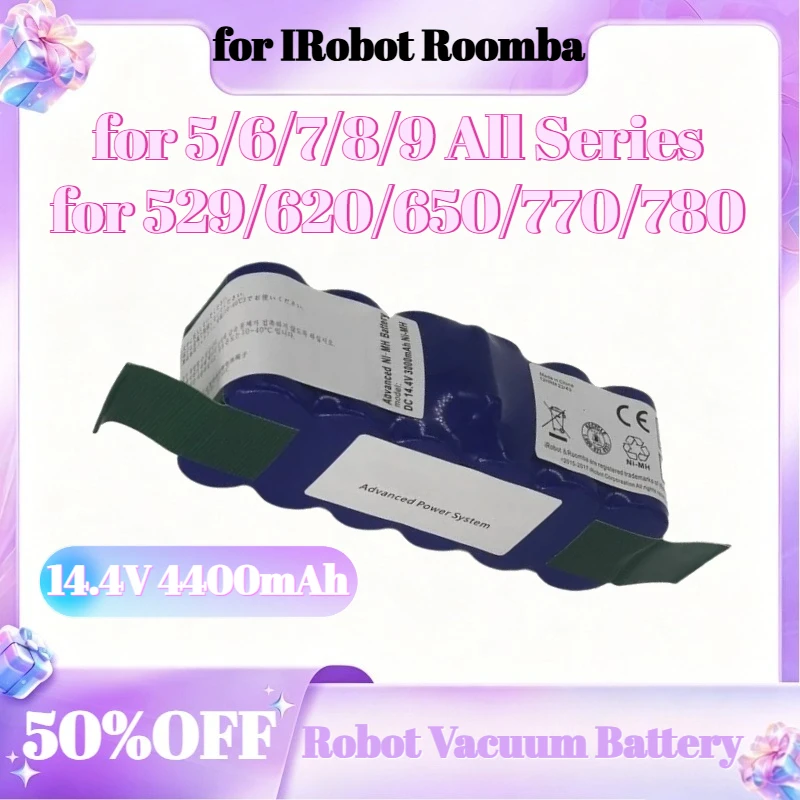 

14.4V 4400mAh Battery for 529/620/650/770/780/860/870/880 for IRobot Roomba 5/6/7/8/9 All Series Robot Vacuum Battery
