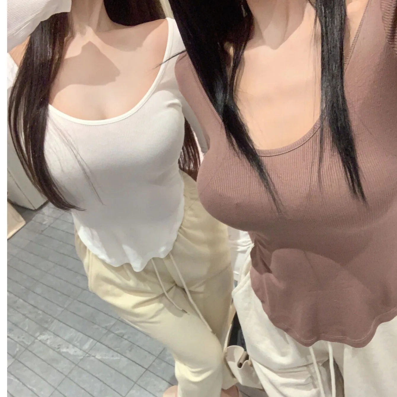 Dongda Gate primavera otoño Sexy u-ne largo Sve mujer Slim Fit Base irt ort ajustado Top ropa interior camiseta