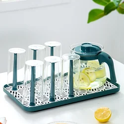 Cup Drying Rack Dust-proof Glass Cup Drainer Holder Stand Detachable Bottle Dish Drying ShelfStorage Tray Kitchen Supplies