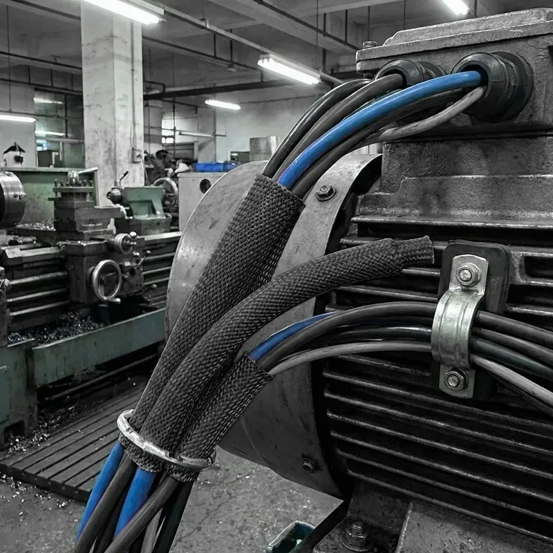 Heat-Shrinkable Electrical Cable Ties Fabric Electrical Sleeving Waterproof and Oil-Resistant Cable Bundling Tubing Accessories