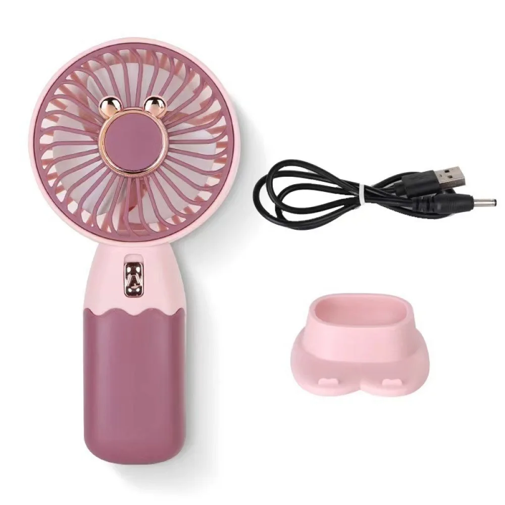 Handheld Mini Fan USB Rechargeable Desktop Cooling Stand Portable Air Blower Lightweight Design Perfect For Summer Travel Gift