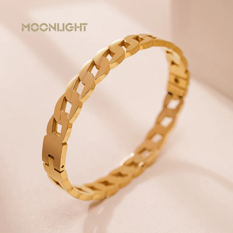 

Women's Trendy Metal Luxury Brand Bangle Bracelet Woman Man Rose Gold Color Wristband Bangles Couples Neutral Accessories