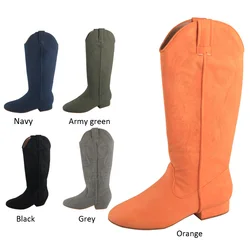 Wedopus Customized Heel High Quality Country Dance Boots Suede Sole Orange Line Dance Shoes Boots no Zipper