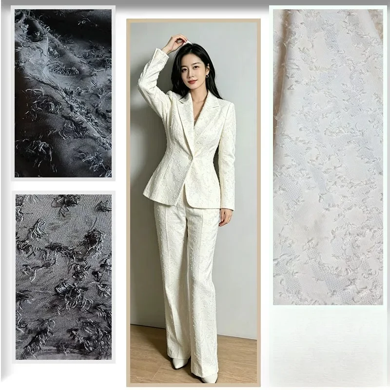 

Black Jacquard Tassel Fabric for Tie Dye Pattern Vertical Breathable Skirt Lining Suit Jacket Clothing Designer Cloth By Meter
