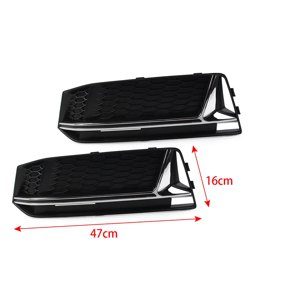 2Pcs/Pair Car Fog Light Grille Cover For Audi A4 B9 S-Line S4 2016 2017 2018 Front Bumper Honeycomb Grill