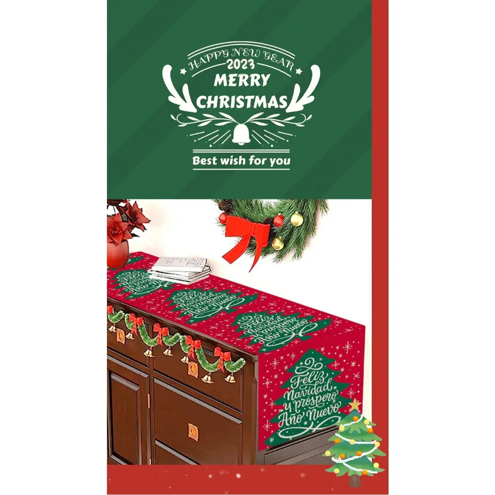 جديد عيد الميلاد الجدول العلم الكتان سانتا الإبداعية الكرتون طاولة القهوة مفرش المائدة الزخرفية مفرش طاولة الجدول العلم