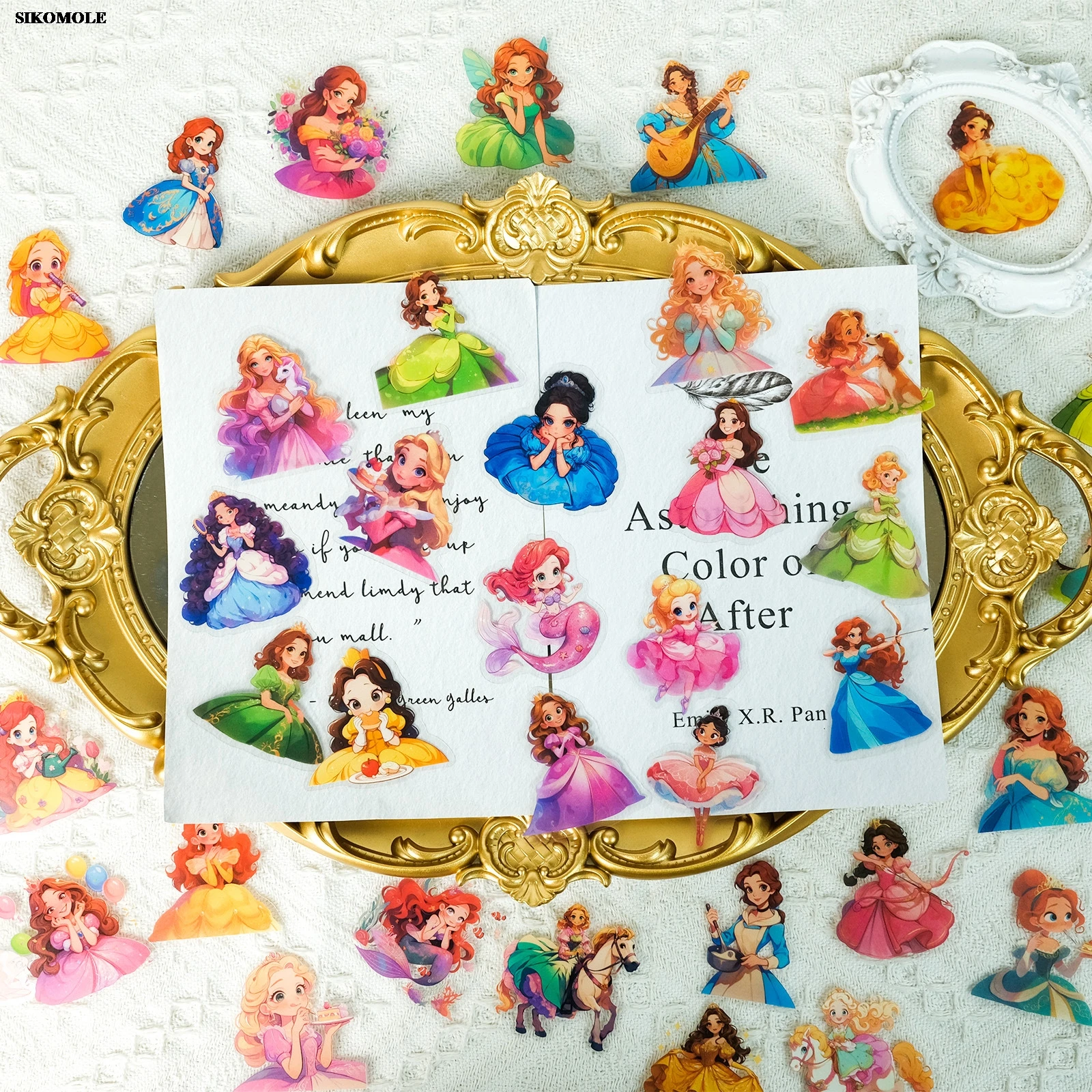 50PCS Cartoon Fairy Tale Princess Sticker Girl Transparent PET For Kids DIY Notebook Laptops Skateboards Decal Graffiti Stickers