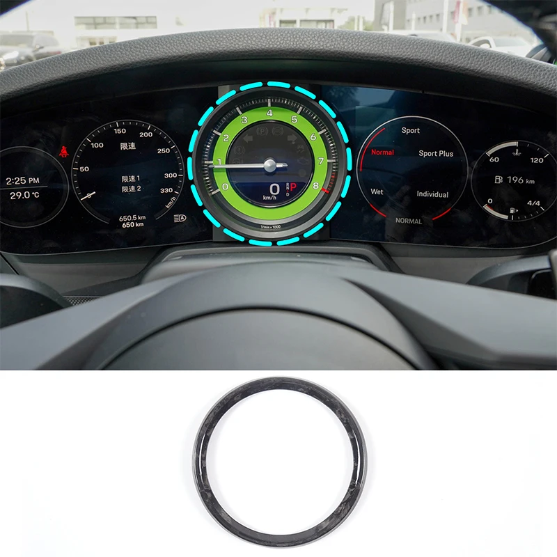 

For Porsche 911 2019-2020 Real Carbon Fiber Meter Display Screen Cover Dashboard Ring Tachometer Frame Car Interior Accessories