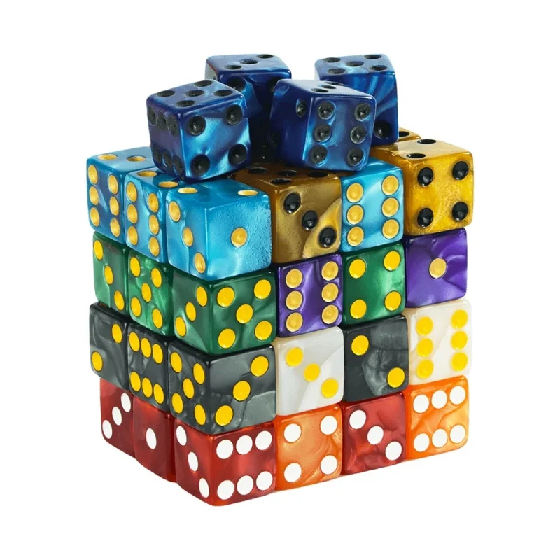 10pc/lot D6 Dice 6 Faces Dice Casino Table Game Dice Square Edge Marble Pearled Dice D6 16mm Casino Dice Toys