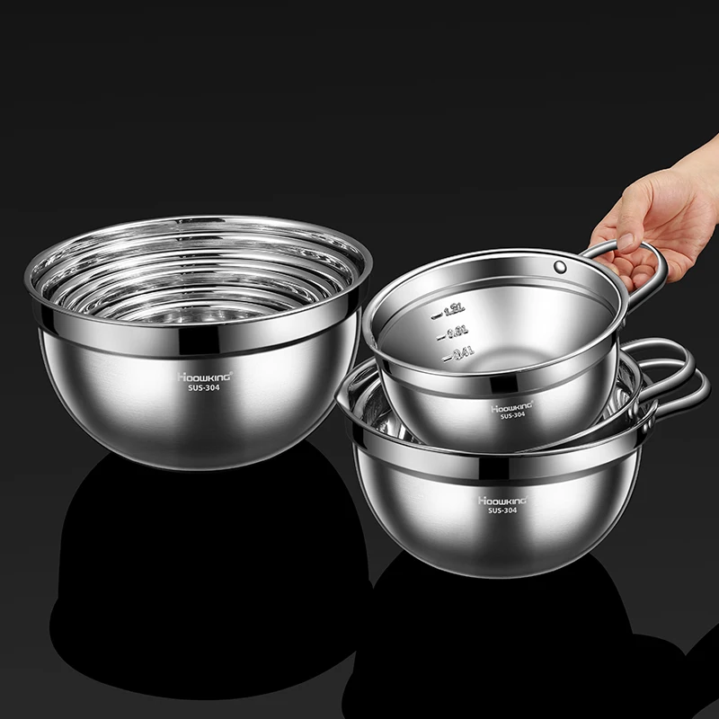 1pc Mixing bowl stainless steel Serving bowl Ramens bowl Whisk eggs or flour kitchen tableware Salad bowl Handheld cooking bowl