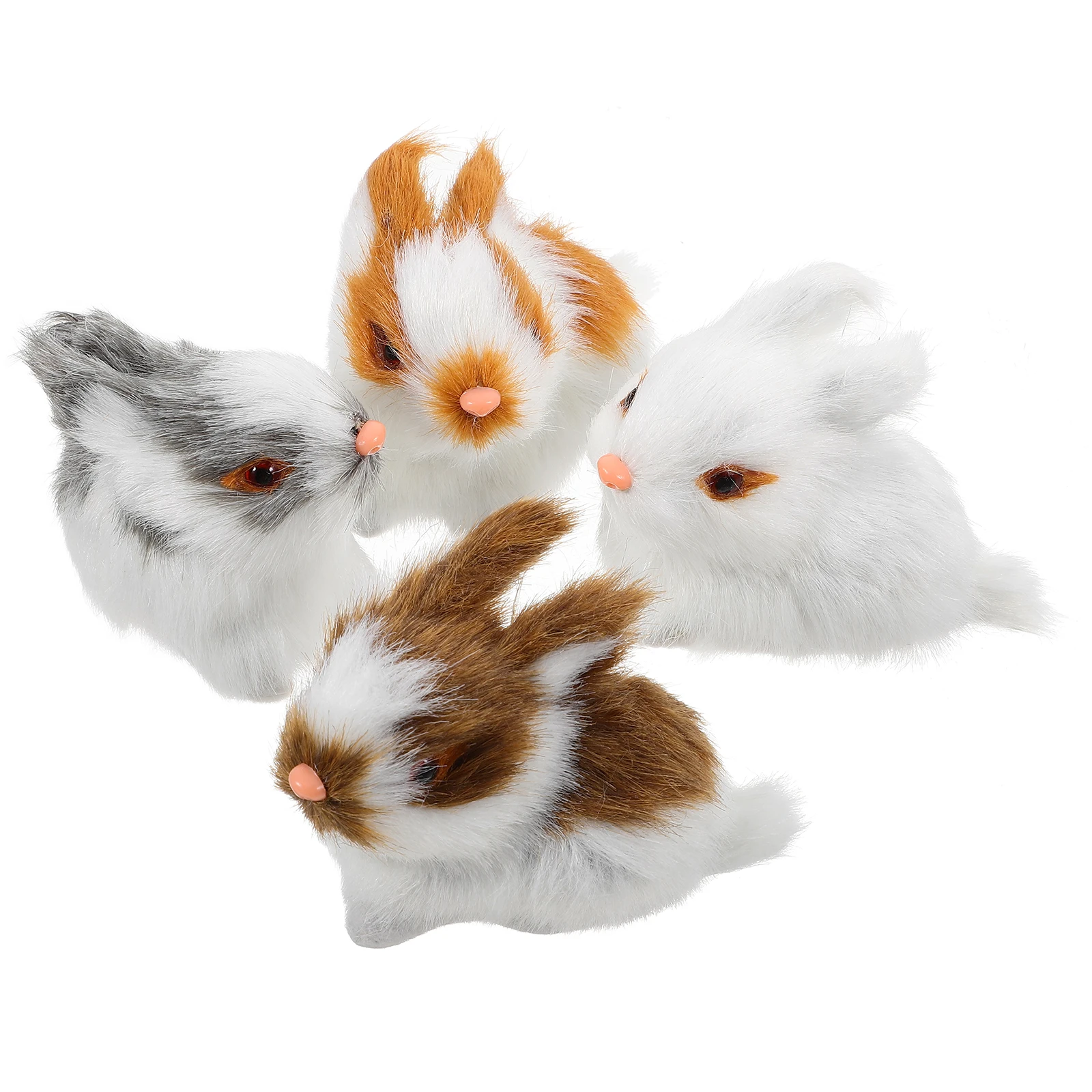 

4 Pcs Mini Rabbit Ornaments Lifelike Model Realistic Animals Boutique Bunny Figurine Figures Small Figurines
