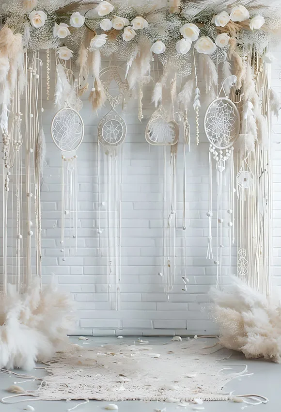 Mehofondการถ่ายภาพฉากหลังงานแต่งงานBoho Pampas Dream Catcherสาววันเกิดพื้นหลังตั้งครรภ์ดอกไม้ตกแต่งPhoto Studio