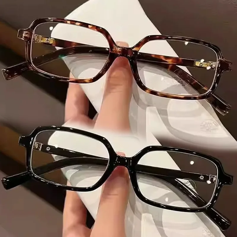 Y2K 빈티지 스퀘어 프레임 안경 여성 레오파드 인 스위트 쿨 안경 트렌드 브랜드 독서 컴퓨터 안티 블루 라이트 안경