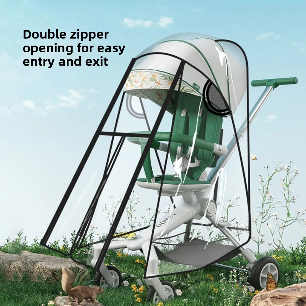 Transparent Baby Strollers Rainproof Cover Waterproof Windproof Baby Pram Rain Cover Nobstructed View Travel Pushchair Raincoat
