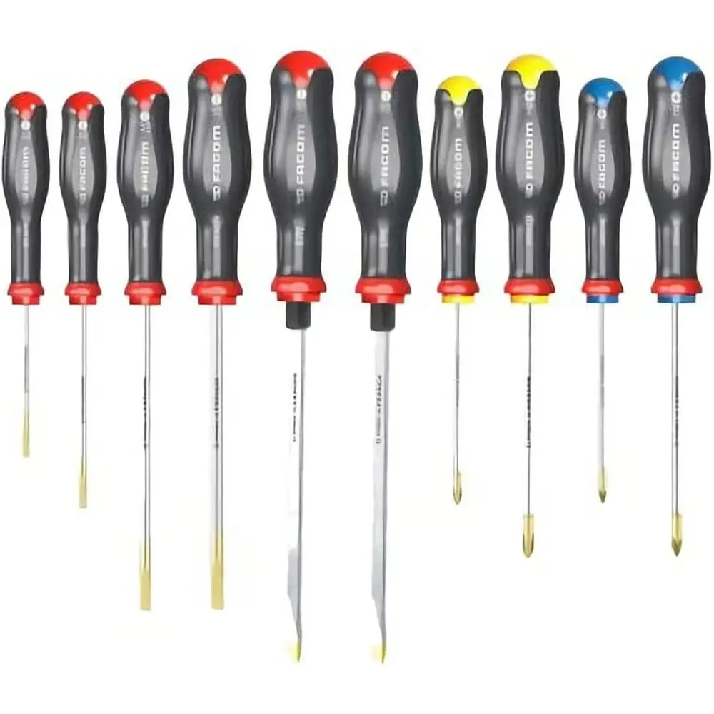 

Set of 10 Professional Screwdrivers with Soft Grip Handle for Comfort and Safety - Ideal for Pro and Home Use