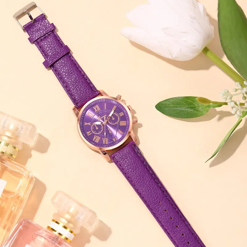 Reloj Mujer moda donna orologi da donna in pelle viola orologio da polso al quarzo per donna Bussiness orologio Casual Relogio Feminino