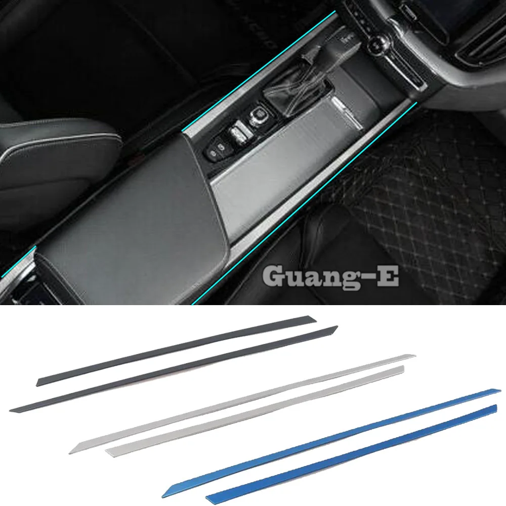 

For Volvo XC60 2018 2019 2020 2021 Stainless Steel Interior Shift Head Gear Water Cup Outer Trim Strip Decorative Frame 2pcs