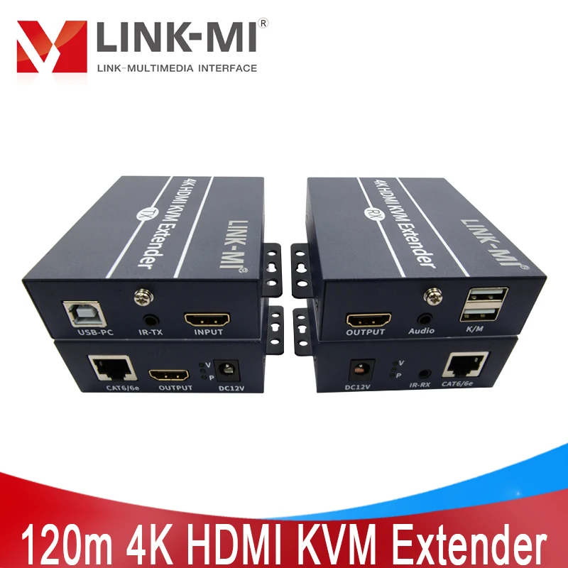 

КВМ-удлинитель HDMI, 120 м, 4K, с локальной петлей, через кабель Cat5e/6, поддержка USB-клавиатуры, мыши с ИК-подсветкой 3,5 мм, аудио HDMI-петлей