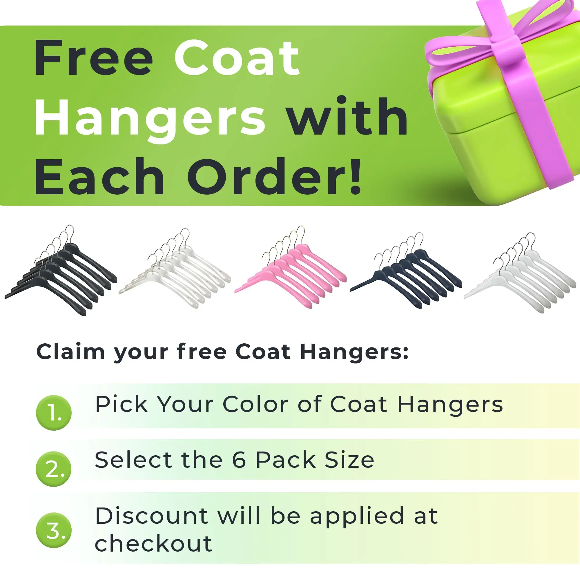 All Hung Up Hangers Plastic Coat Hangers, Clothes Hangers, (Black, 12pk)