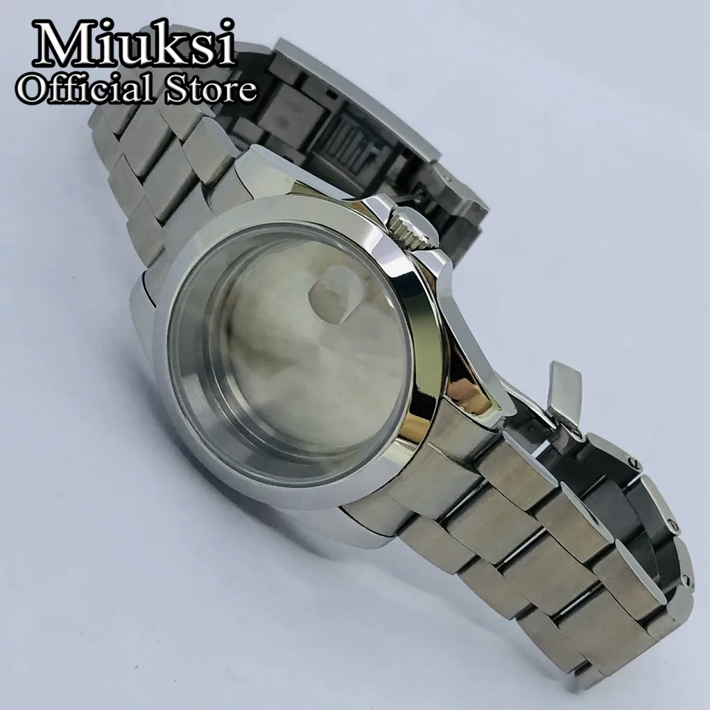 Miuksi 36mm/40mm silver watch case sapphire glass fit NH35 NH36 NH34 ETA2824 PT5000 movement