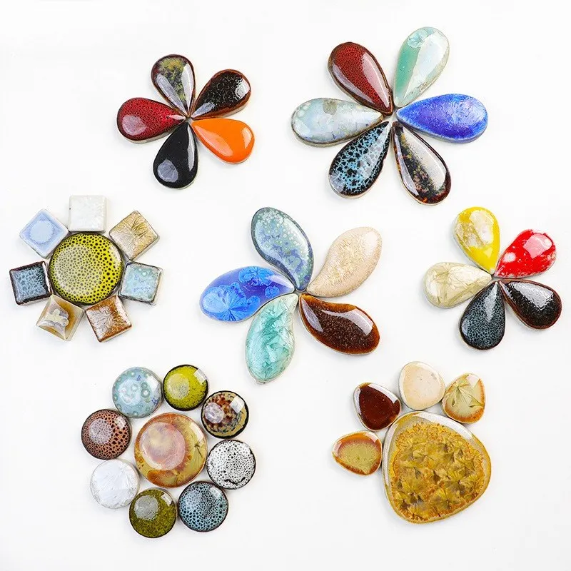 Azulejos de mosaico de cerámica ovalados de 100g, pieza de mosaico multicolor, piedras para hacer mosaico DIY para manualidades, Hobby, decoración de pared del hogar, arte