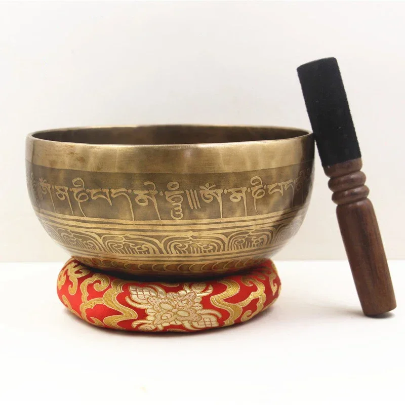 Nepal Handmade Brass Singing Bowl Meditative Buddhist Supplies Chakra Yoga Sound Bowl Percussion Musical Instrument Singing Bowl