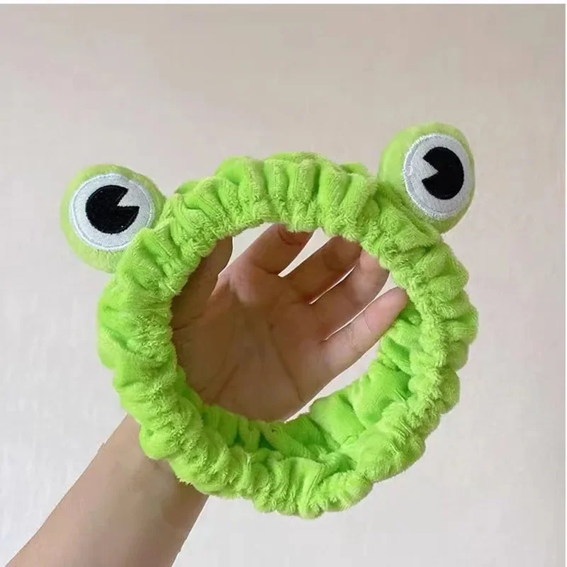 Повязка для волос с мультяшной лягушкой, женская высокая линия волос, плюшевые аксессуары для волос, милые резинки для волос с животными, модные повязки на голову