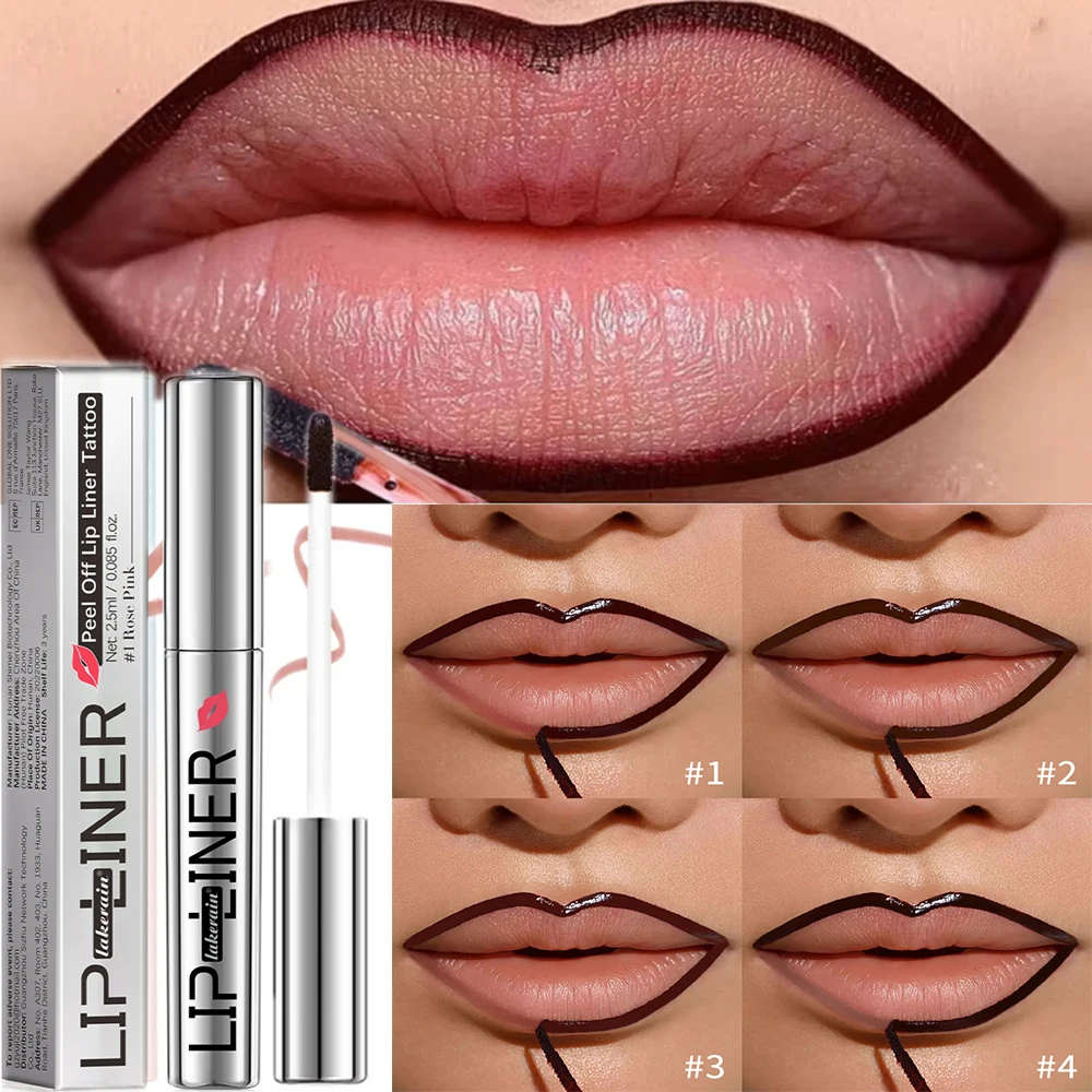 Tinta labial peel-off, tatuaje labial cosmético, delineador de labios mágico peel-off, lápiz labial mate de larga duración, resistente al agua y a las manchas, a prueba de transferencia.
