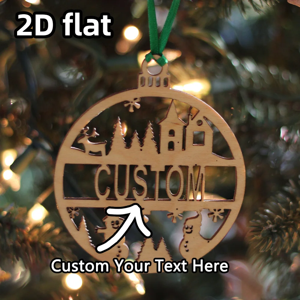 Wooden Christmas Ornament Personalized, Handcrafted Laser-Cut Decoration, Custom Holiday Keepsake, One Piece