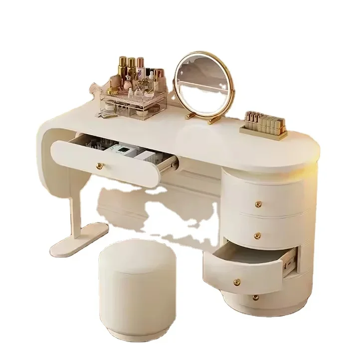 2024 Bedroom Furniture makeup Table With Stool wooden Vanity Set home Furniture Makeup With Led Mirror makeup table and cabinet