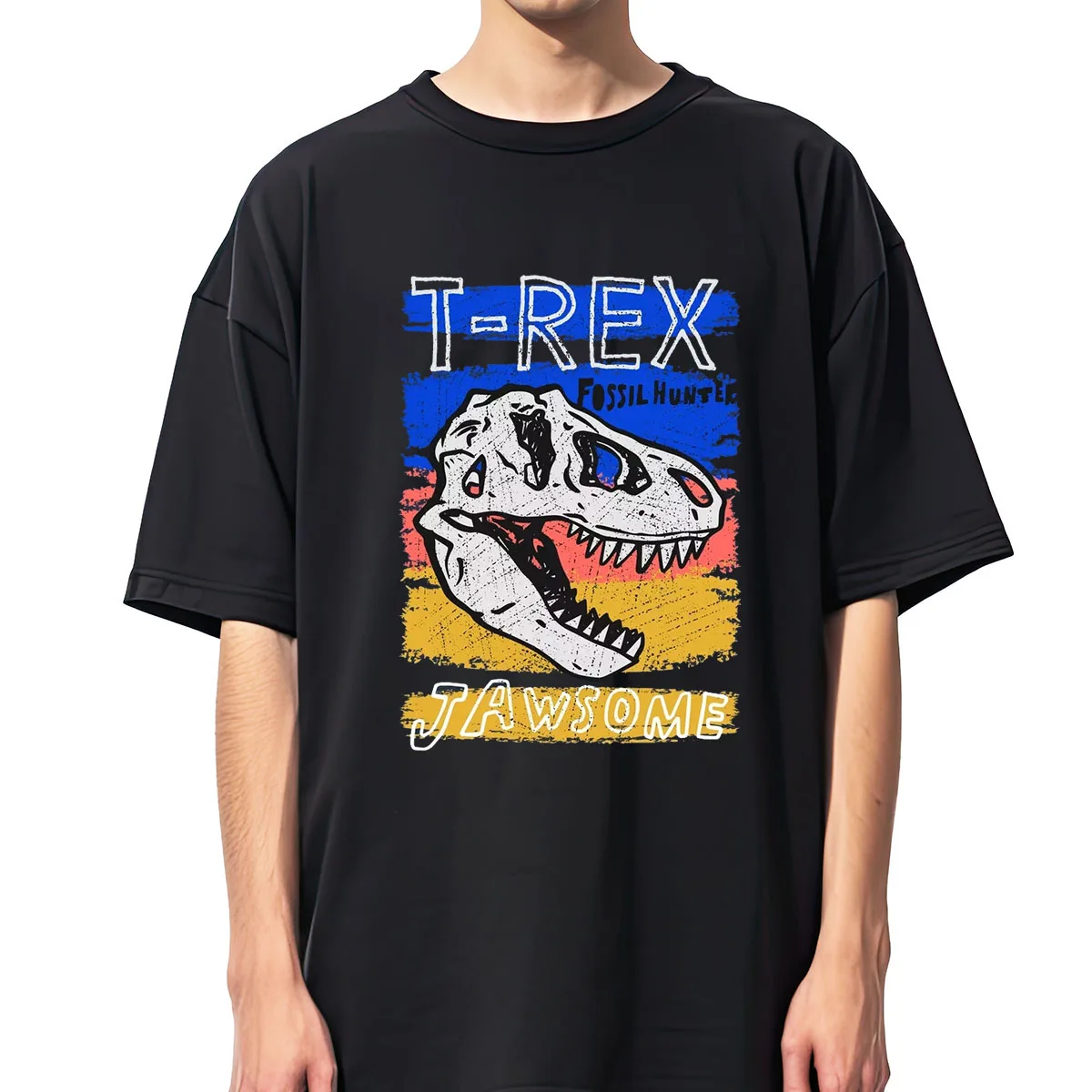 T Rex Fossil Hunter Jawsome Dinosaur Polyester T Shirt Men Women Y2K Tshirt Unisex Quick Dry T-shirt Clothing Top Tee