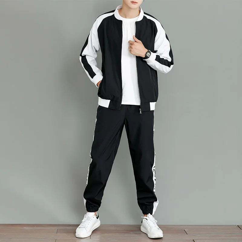 Mens 2 Piece Outfits, Stand Collar Breathable Casual Jacket And Casual Drawstring Sweatpants Set For Spring Autumn, Men\'s Clothi