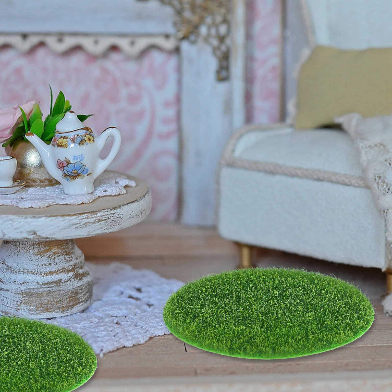

8pcs Micro Landscape Artificial Turf Realistic Miniature Lawn For Diy Fairy Garden Decor Craft Zen Garden Accessories Dollhouse
