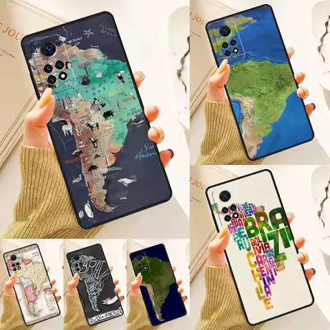 South America Continent Map Case For Samsung Galaxy S24 Plus S23 S20 S21FE Lite S22 Ultra Note 20 S8 S9 S10 Phone Coque