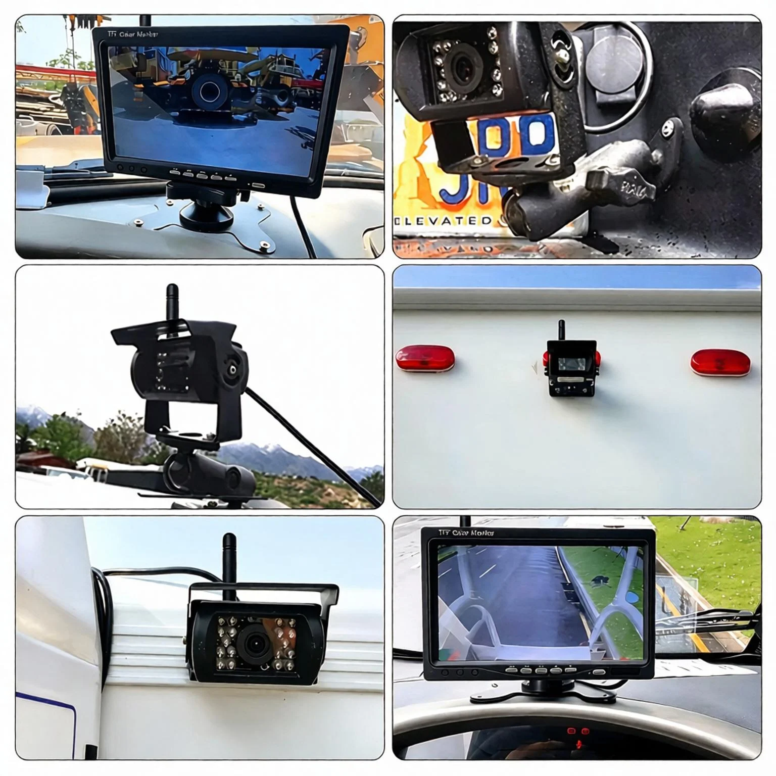 ICREATIVE 7 inch Car Monitor Screen 2 Way Video Input TFT HD Digital IR Night Version Rear View Camera Parking Backup Reverse