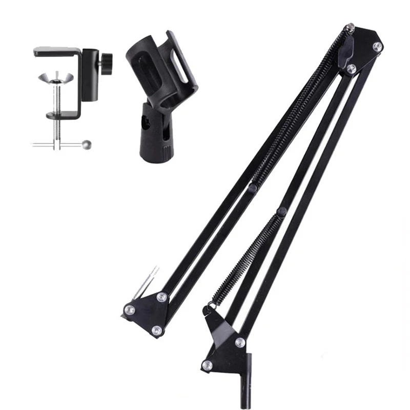 Adjustable Microphone Metal Holder Suspension Arm 360 Degree Rotation Desk Mic Stand Bracket For Living Youtuber Recording