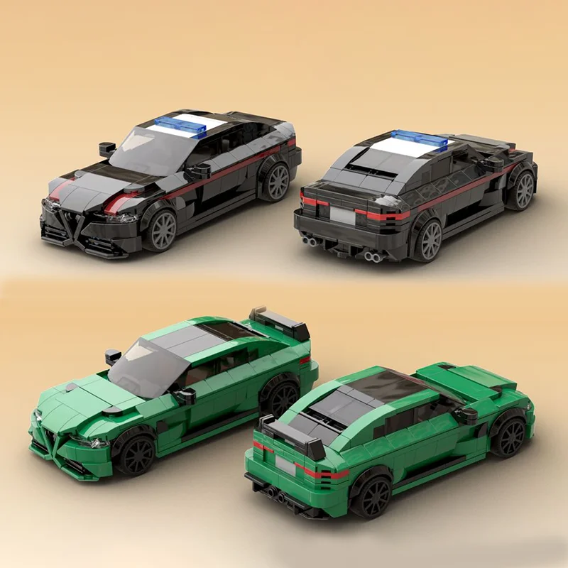 MOC Alfas Romeos Giulia GTAm Sports Car Building Blocks Super Speed Racing Vehicle Bricks Garage Toys Gifts For Children Boys