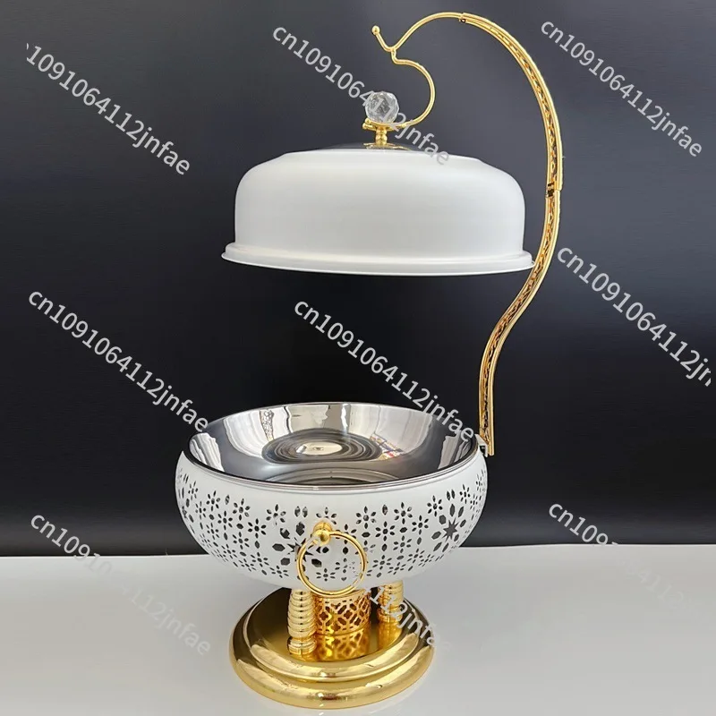 

New Light Luxury White Buffet Stove 8L Stainless Steel Hanging Stove Outdoor Dinner