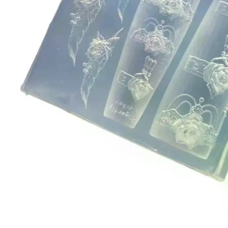 Silicone Nail Mold Anti-Deform Rose Bow Feather Skull Nail Templates for DIY Nail Decor Home Manicure Studio Use