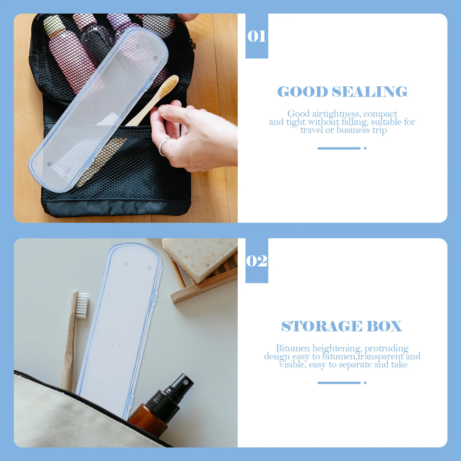 

4pcs Toothbrush Box Travel Toothbrush Case Business Toothpaste Container Portable Storage Airtight Plastic Holder For Camping