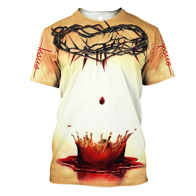

Christian Jesus Pattern Men's T-Shirt Clothing 3D Printed T Shirts Summer Tops Short Sleeve Casual Unisex Oversized Tees