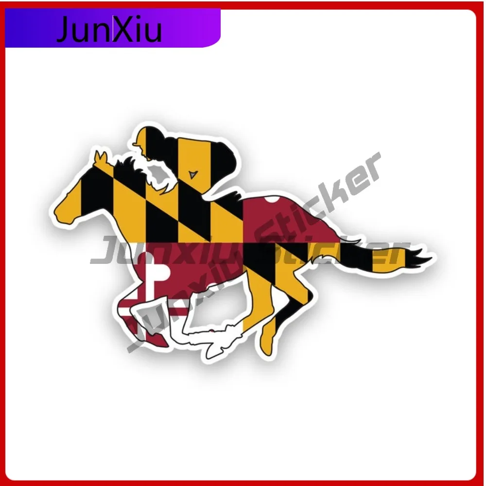 

Maryland Md Horse Racing State Flag Sticker Uv Protected Decals State Flag Patriotic Car Sticker Vinyl Decal Die Cut Sun