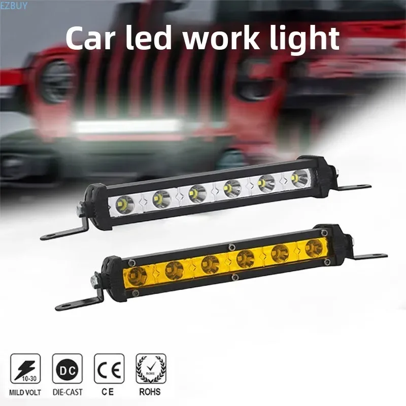 Car small single row strip lights off-road vehicle modified spotlights engineering lights automotive LED work lights