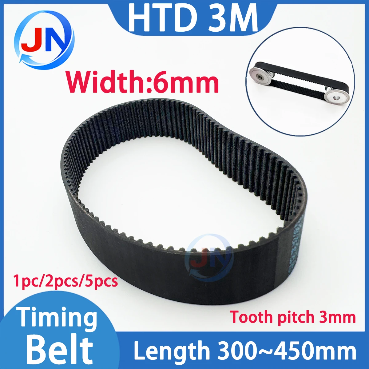 HTD 3M Belt Width 6mm Closed Loop Rubber Timing Belt Length300 306 312 315 318 324 330 336 360 390 420 450mm 3M Synchronous Belt