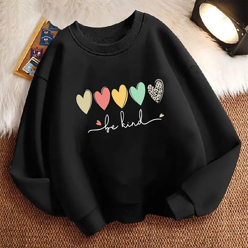 

Детская толстовка с капюшоном Be Kind Love Heart, красочная, милая, в стиле Харадзюку, пуловер для мальчиков и девочек, весенняя повседневная толстовка