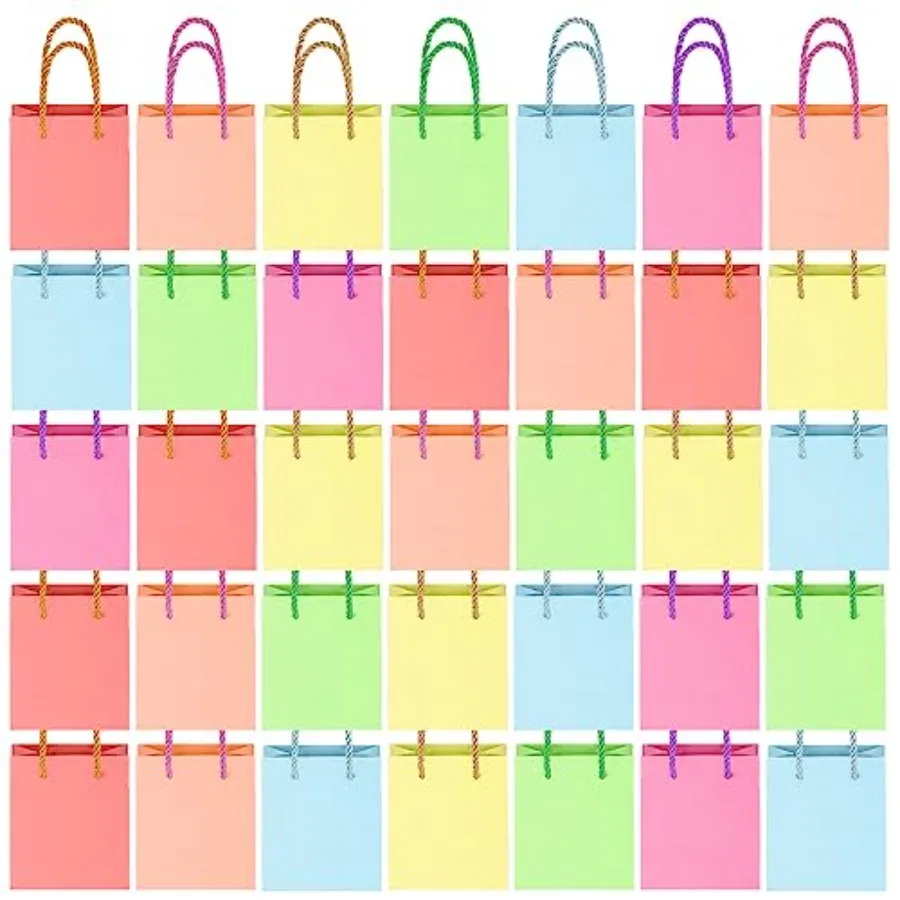 

60 Pcs Father's Day Mini Gift Bags with Handles Bulk Pastel Tiny Gift Bags Paper Assorted Extra Small Card Boxes for Women Good