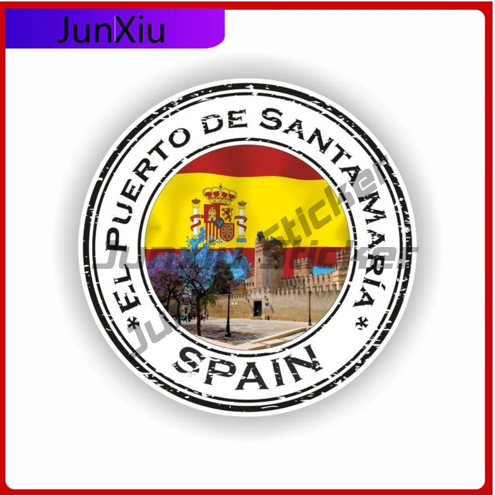 

El Puerto de Stylish Car UV Resistant Vinyl Mar a Badge Sticker Santa Spain Round Seal Cute Weatherproof Wall UV Resistant